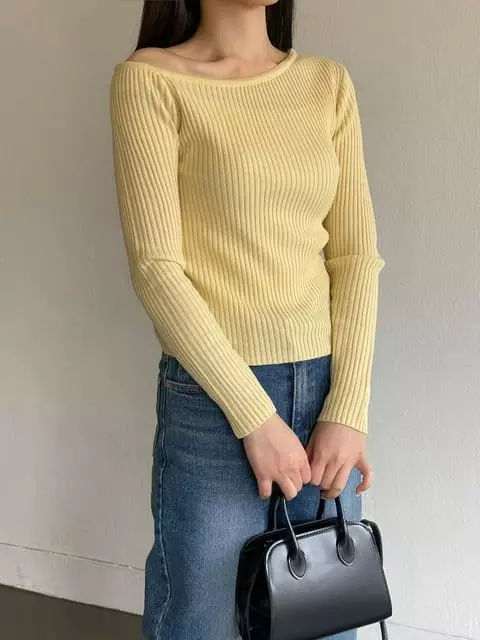 Adaze - Korean Women Fashion - #womensfashion - Belly Off Shoulder Tee - 4