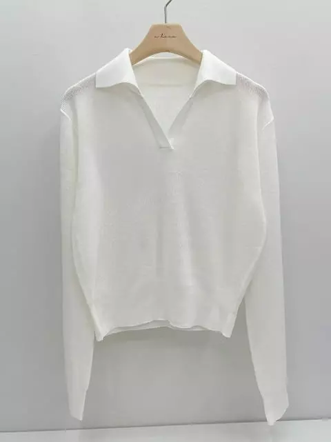 Adaze - Korean Women Fashion - #momslook - UV Collar Tee - 10