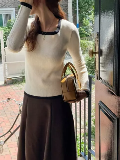 Adaze - Korean Women Fashion - #pursuepretty - Falling Color Square Tee - 5