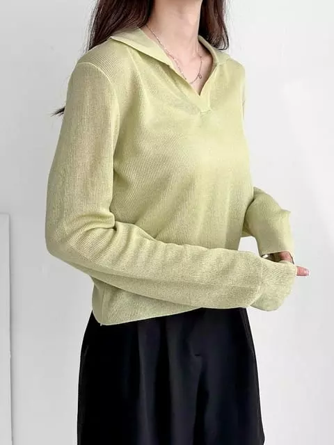 Adaze - Korean Women Fashion - #vintagekidsstyle - UV Collar Tee - 4