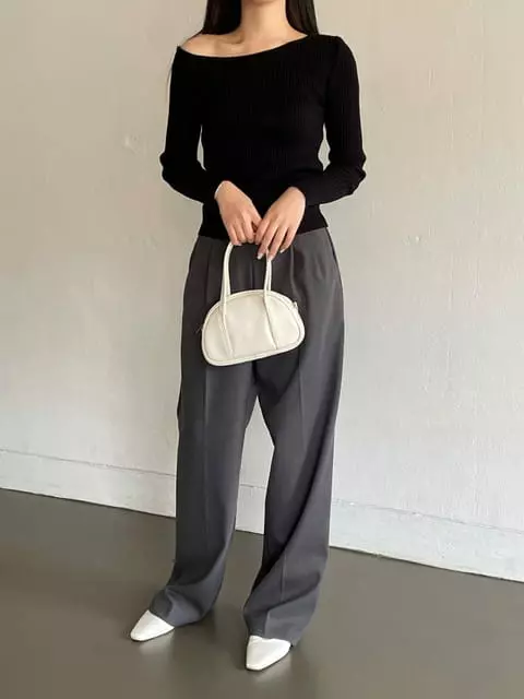 Adaze - Korean Women Fashion - #vintagekidsstyle - Belly Off Shoulder Tee - 9