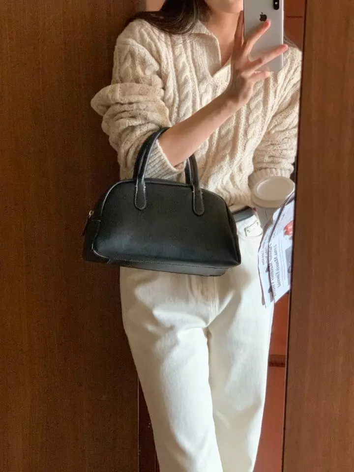Atthismoment - Korean Women Fashion - #momslook - Twist Round Knit Tee - 6