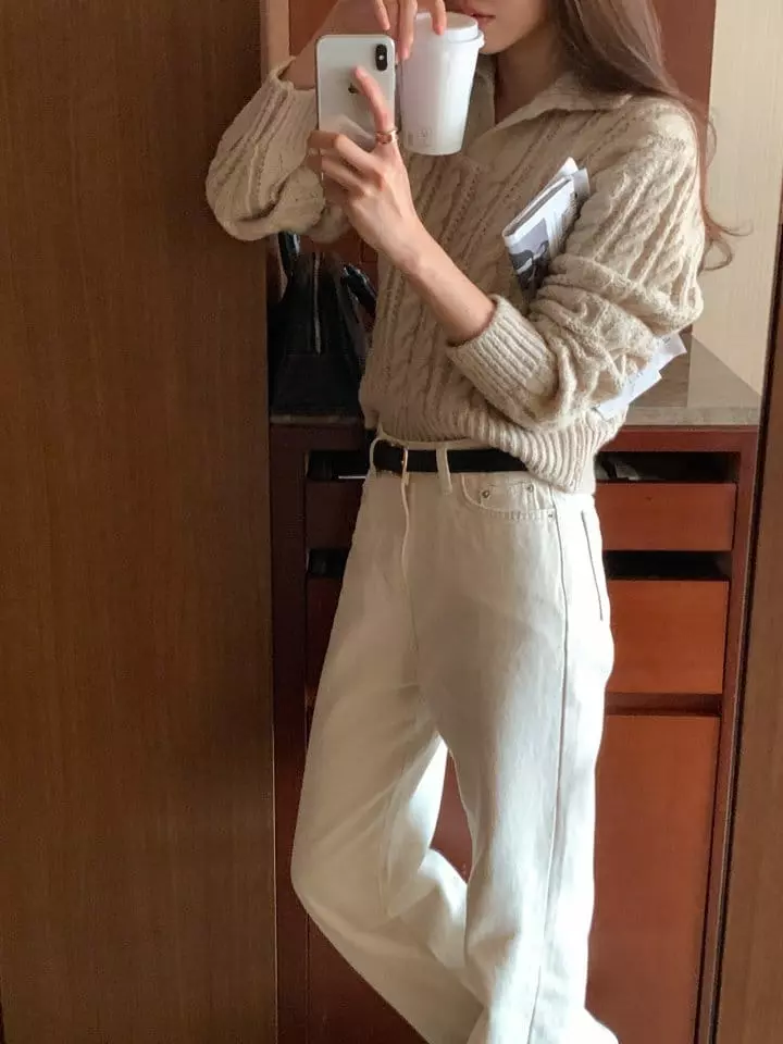 Atthismoment - Korean Women Fashion - #momslook - Twist Round Knit Tee - 8