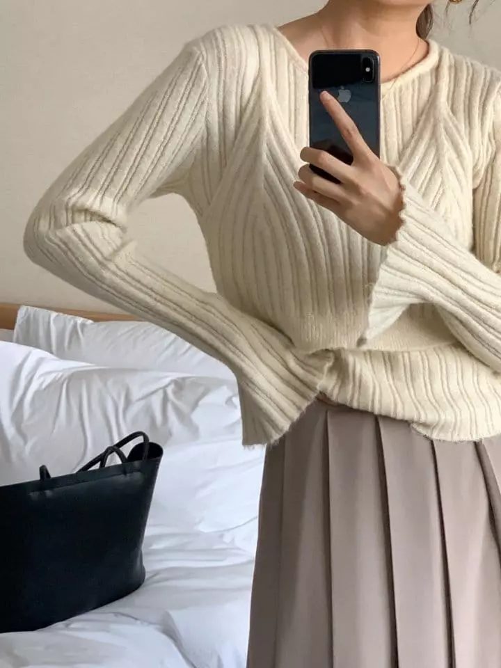 Atthismoment - Korean Women Fashion - #restrostyle - Layered Knit Tee - 2