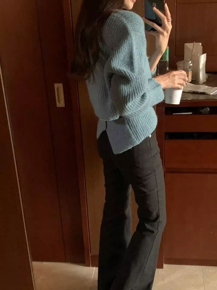 Atthismoment - Korean Women Fashion - #womensfashion - Back Button Knit Tee - 5