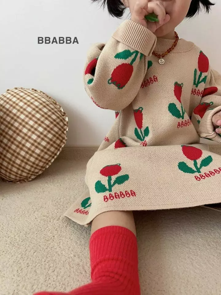 Bbabba - Korean Children Fashion - #kidzfashiontrend - Tulip Knit One-piece - 4
