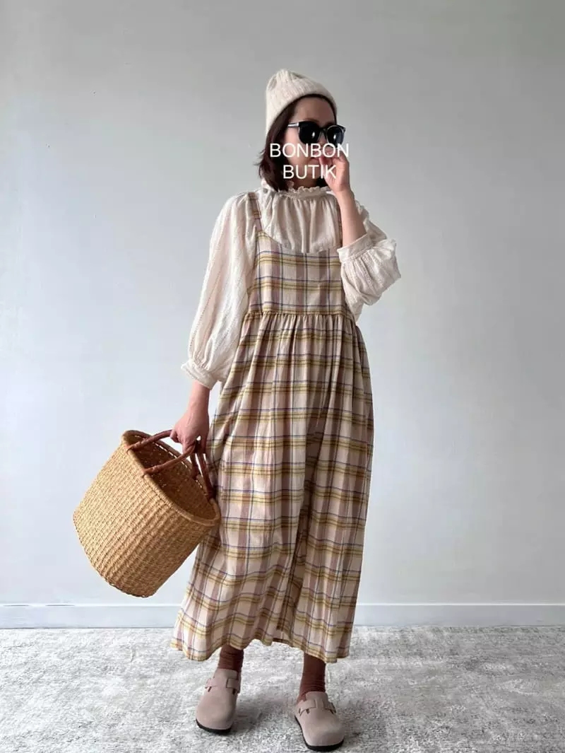 Bon Bon Butik - Korean Women Fashion - #pursuepretty - Mom Check One-pece - 5