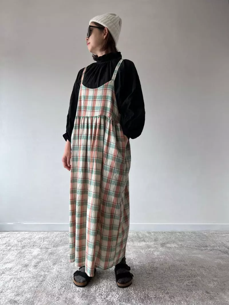 Bon Bon Butik - Korean Women Fashion - #vintageinspired - Mom Check One-pece - 4