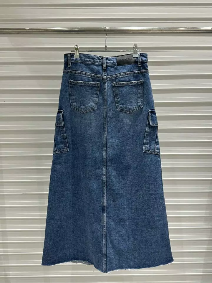 Bricklane - Korean Women Fashion - #shopsmall - Gunbbang Slit Denim Skirt - 2