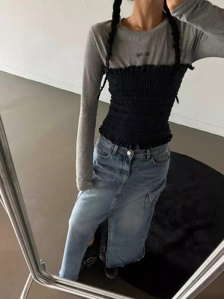 Bricklane - Korean Women Fashion - #womensfashion - Bobo Smocked Color Tee - 10