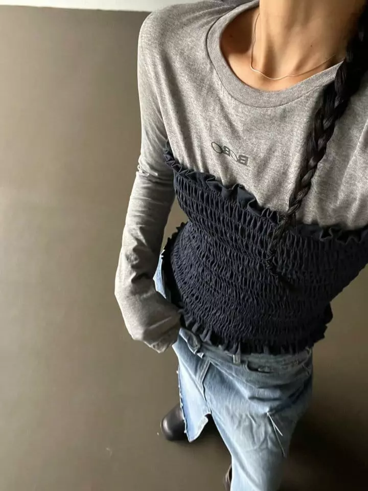 Bricklane - Korean Women Fashion - #womensfashion - Bobo Smocked Color Tee - 2