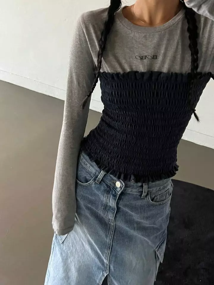 Bricklane - Korean Women Fashion - #womensfashion - Bobo Smocked Color Tee - 8
