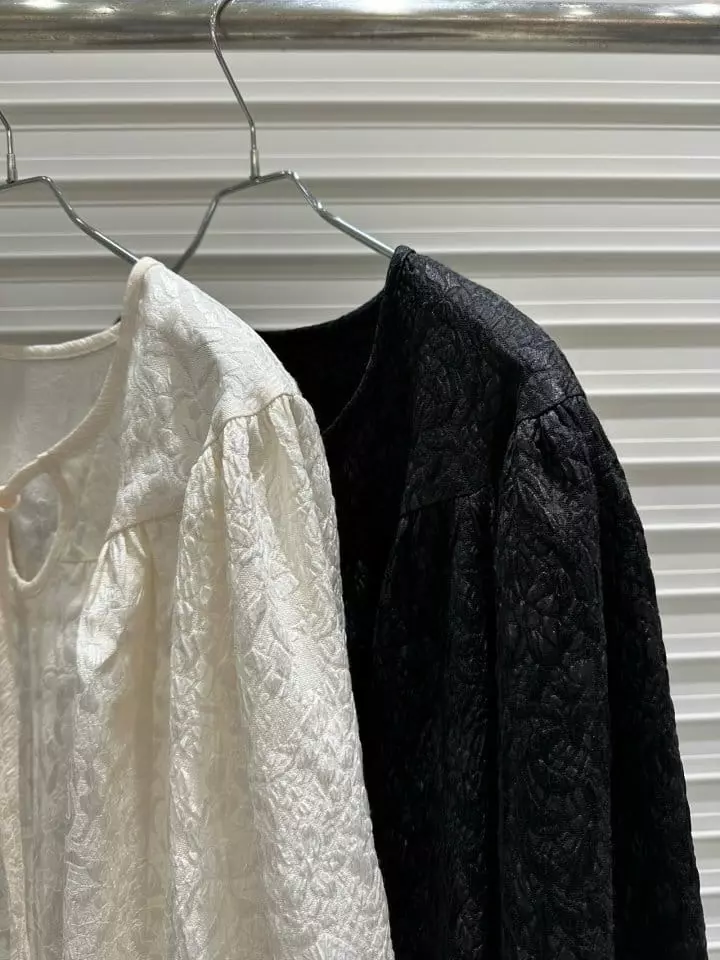 Bricklane - Korean Women Fashion - #womensfashion - Jacquard Puff Blouse