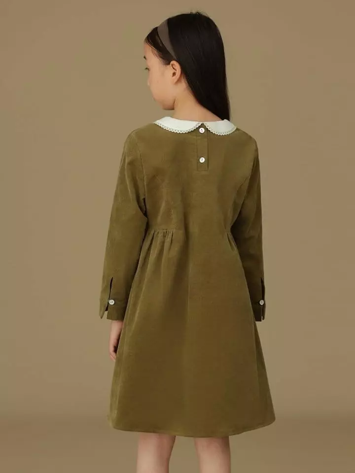 Ciel De Maman - Korean Children Fashion - #childrensboutique - Doll Neck Corduroy One-piece - 11