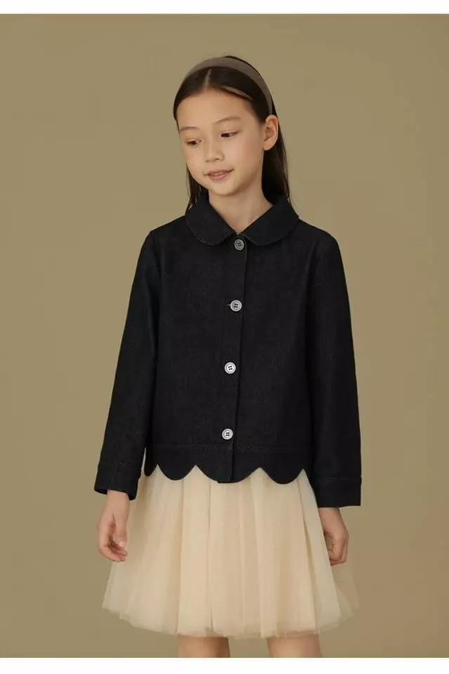 Ciel De Maman - Korean Children Fashion - #childrensboutique - Doll Neck Washing Denim Jacket - 9
