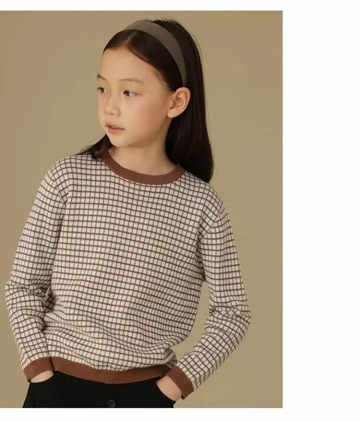 Ciel De Maman - Korean Children Fashion - #childrensboutique - Skin Check Knit Tee - 8