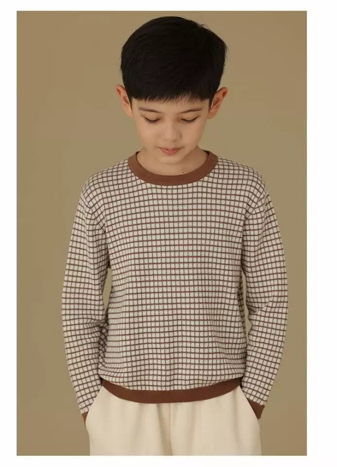 Ciel De Maman - Korean Children Fashion - #discoveringself - Skin Check Knit Tee - 10