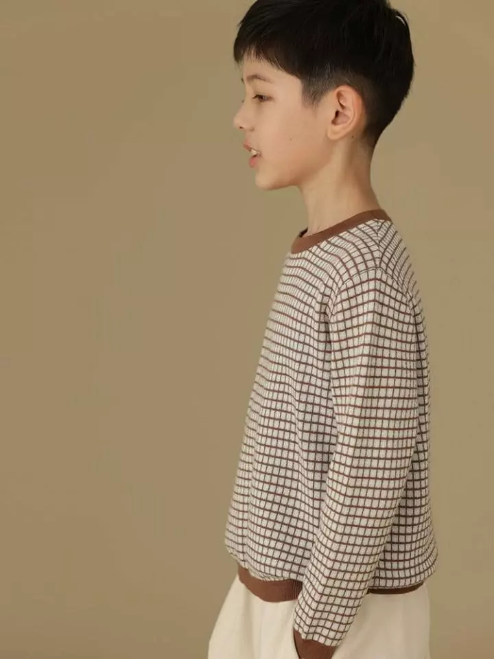 Ciel De Maman - Korean Children Fashion - #kidsshorts - Skin Check Knit Tee - 12