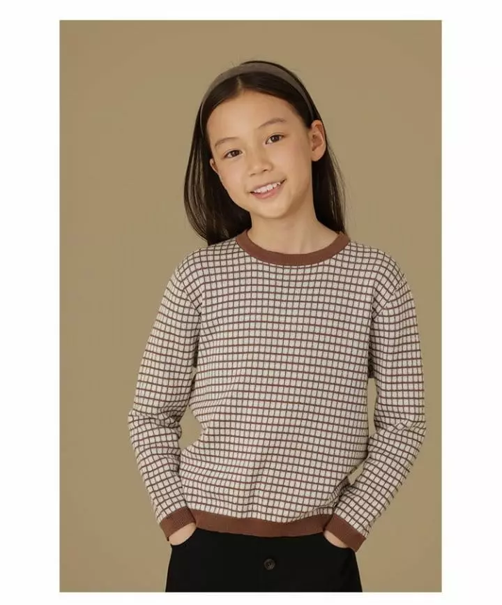 Ciel De Maman - Korean Children Fashion - #minifashionista - Skin Check Knit Tee - 2