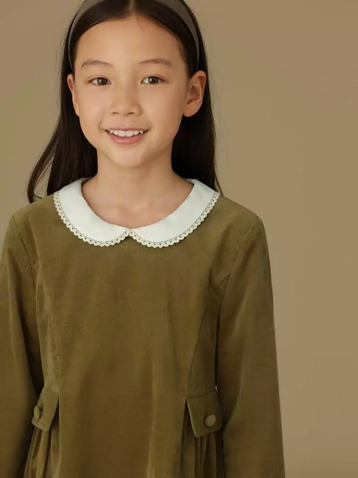 Ciel De Maman - Korean Children Fashion - #prettylittlegirls - Doll Neck Corduroy One-piece - 8