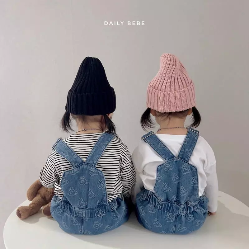 Daily Bebe - Korean Children Fashion - #childofig - Bear Denim Dungarees - 10