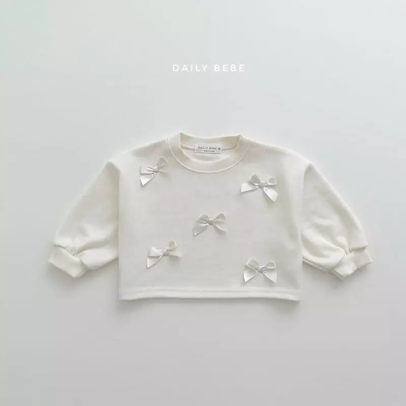 Daily Bebe - Korean Children Fashion - #kidsshorts - Ribbon Crop Sweatshirt - 2