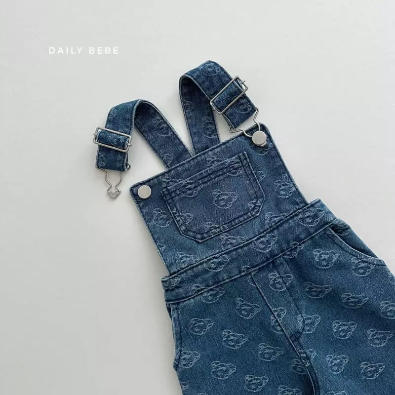 Daily Bebe - Korean Children Fashion - #kidzfashiontrend - Bear Denim Dungarees