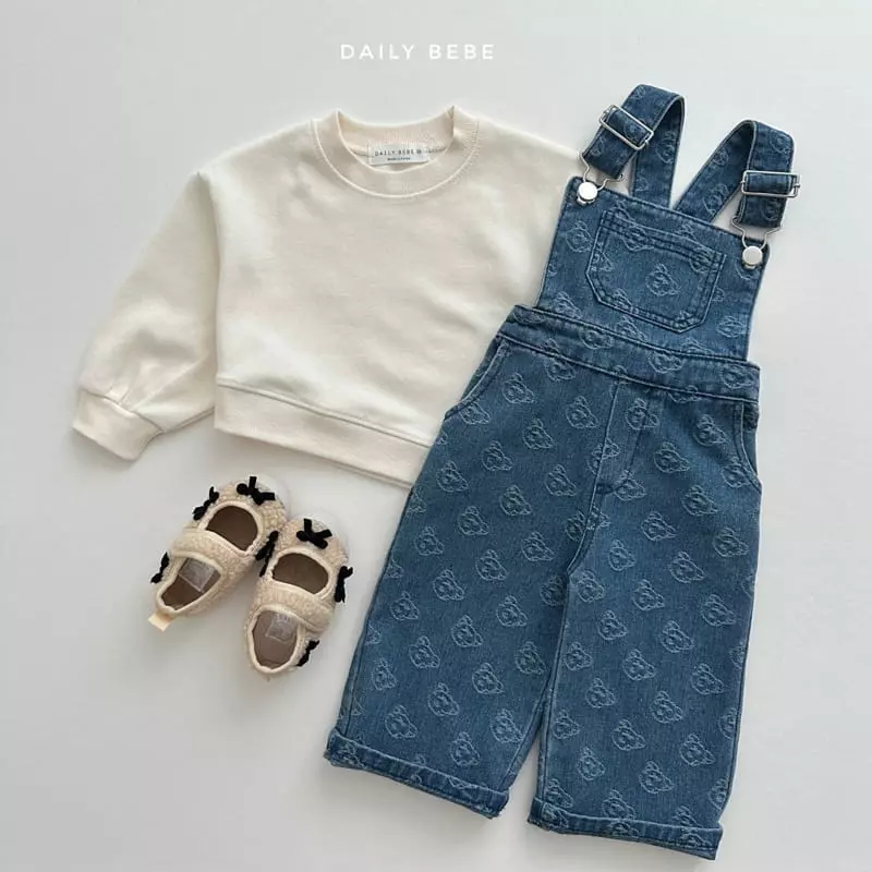Daily Bebe - Korean Children Fashion - #littlefashionista - Bear Denim Dungarees - 3