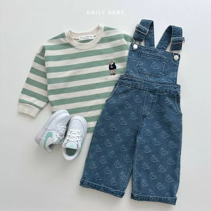 Daily Bebe - Korean Children Fashion - #littlefashionista - Bear Denim Dungarees - 4