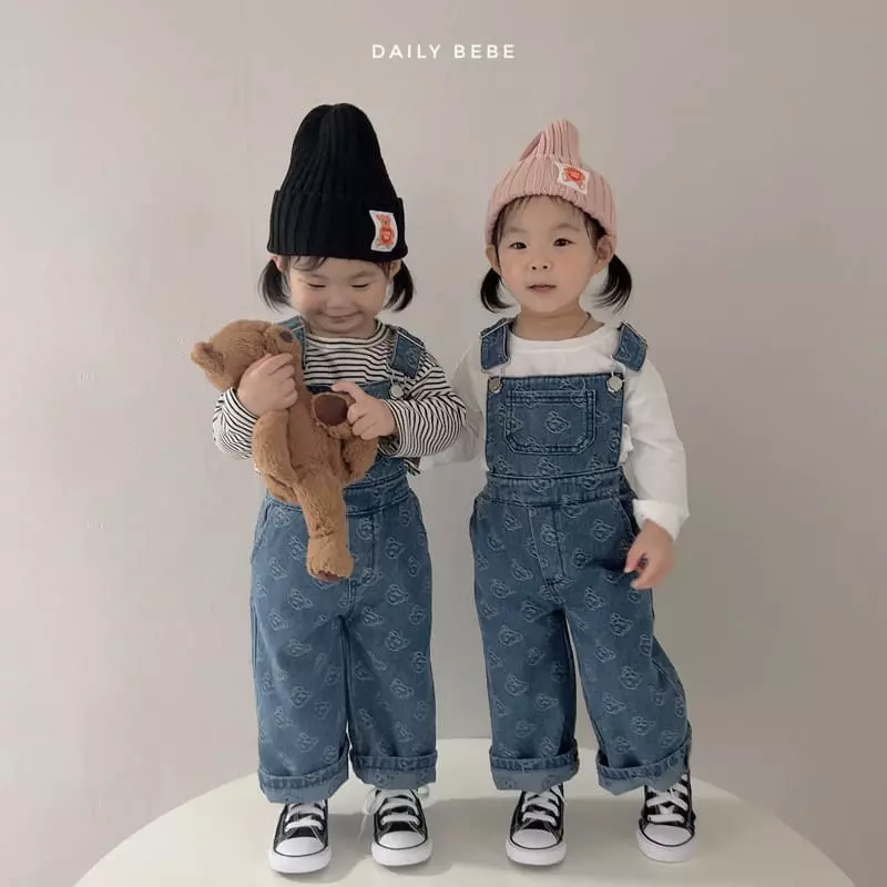 Daily Bebe - Korean Children Fashion - #prettylittlegirls - Bear Denim Dungarees - 6