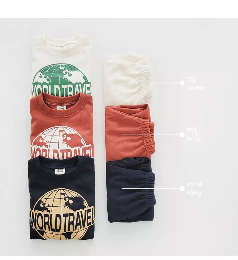 Daily Daily - Korean Children Fashion - #childofig - World Travel Top Bottom Set - 9