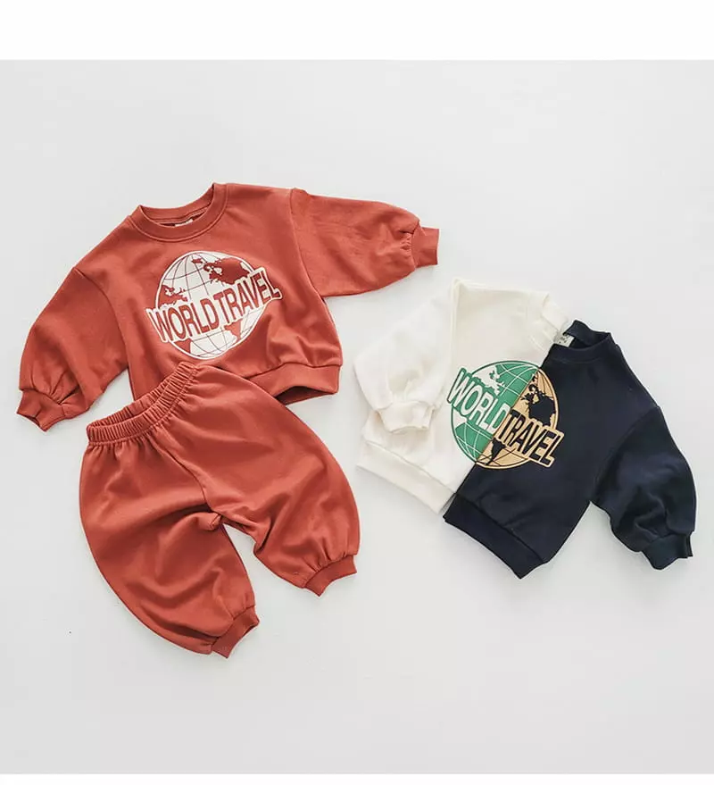 Daily Daily - Korean Children Fashion - #todddlerfashion - World Travel Top Bottom Set - 6