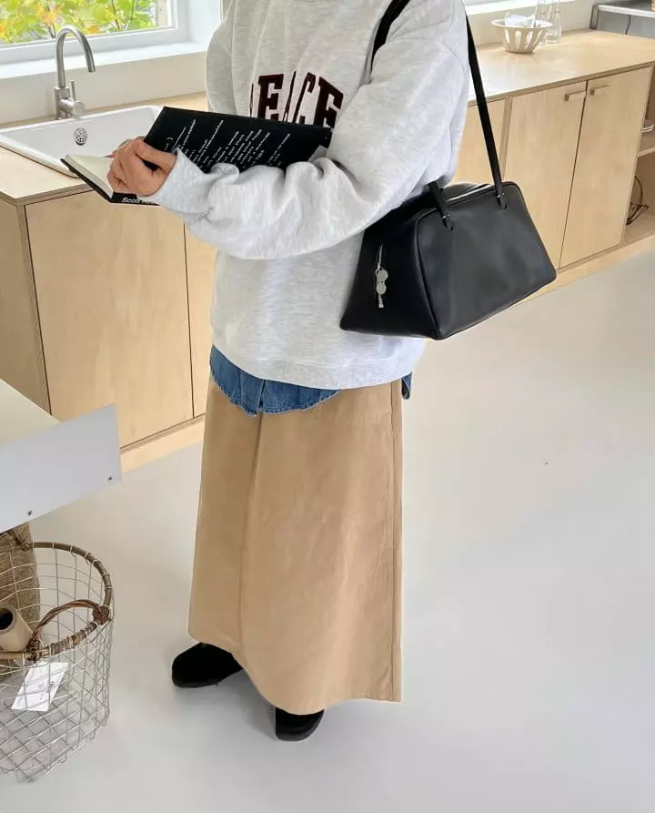 Enten - Korean Women Fashion - #momslook - Peach Pocket Long Skirt - 3