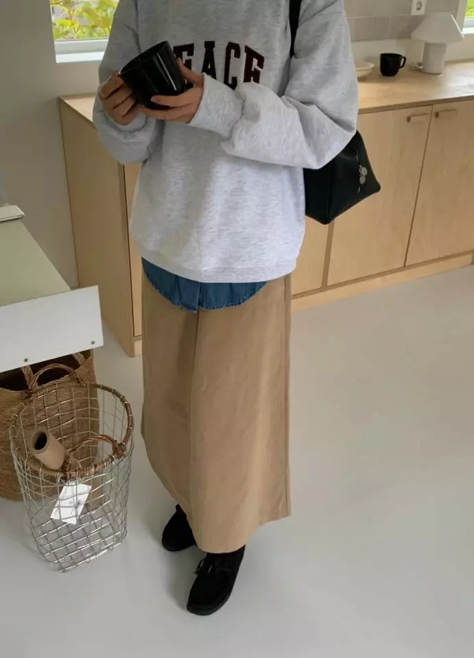 Enten - Korean Women Fashion - #momslook - Peach Pocket Long Skirt - 7