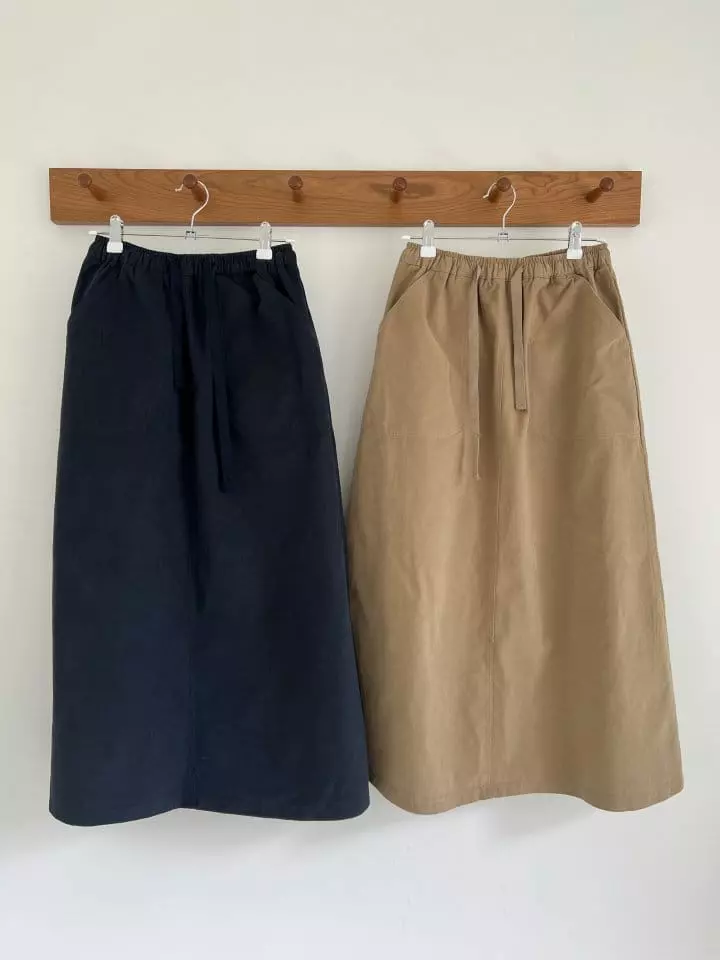Enten - Korean Women Fashion - #momslook - Peach Pocket Long Skirt - 9