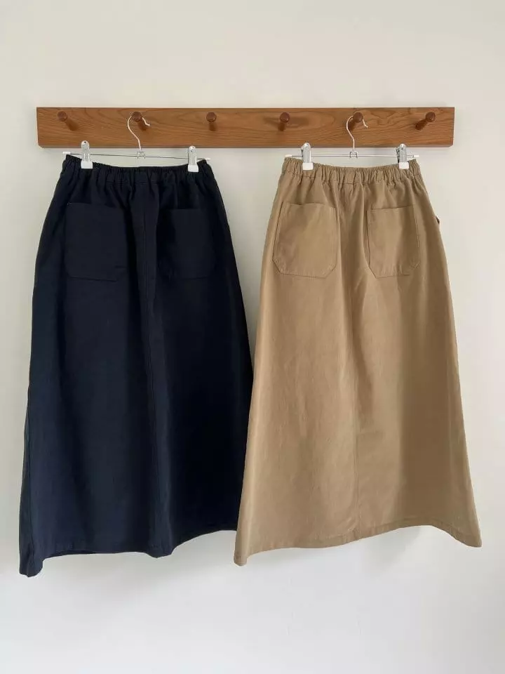 Enten - Korean Women Fashion - #womensfashion - Peach Pocket Long Skirt - 10
