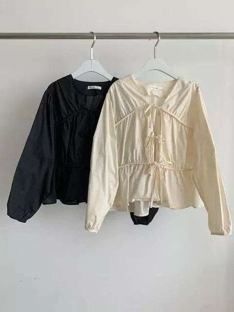 French Chic - Korean Women Fashion - #momslook - Abang Cardigan Shirring Blouse - 9