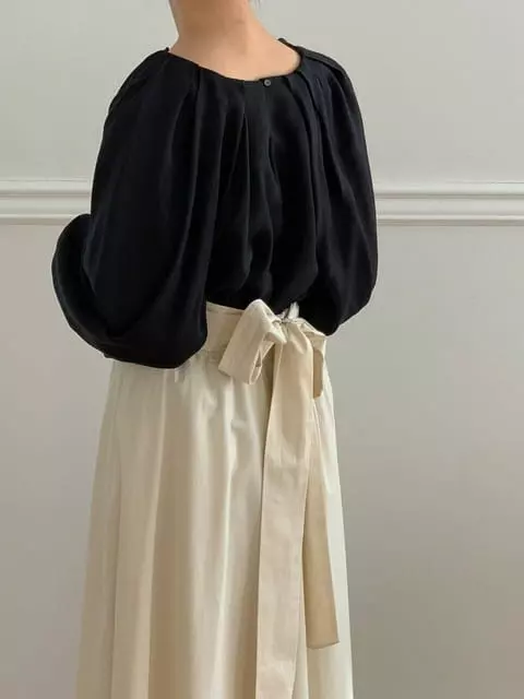 French Chic - Korean Women Fashion - #womensfashion - V Neck Shirring Blouse - 4