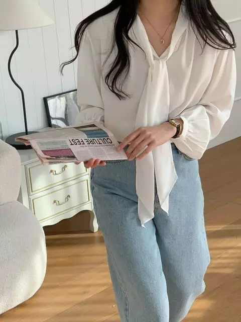French Chic - Korean Women Fashion - #momslook - Bane Shirring Blouse - 3
