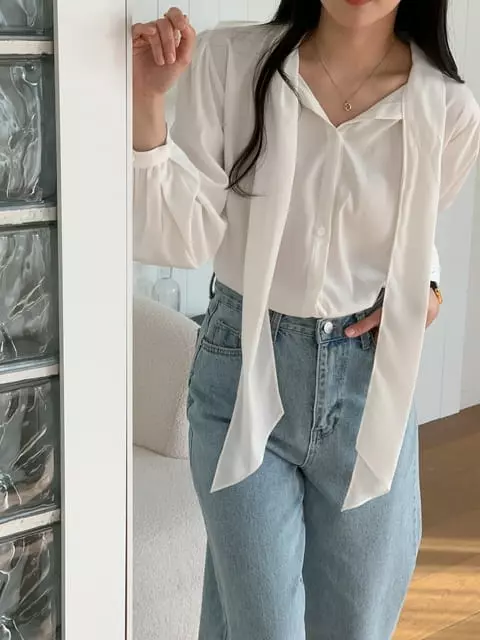 French Chic - Korean Women Fashion - #momslook - Bane Shirring Blouse - 5