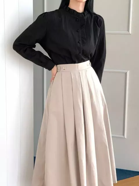 French Chic - Korean Women Fashion - #momslook - Dovi Neck Frill Blouse - 2