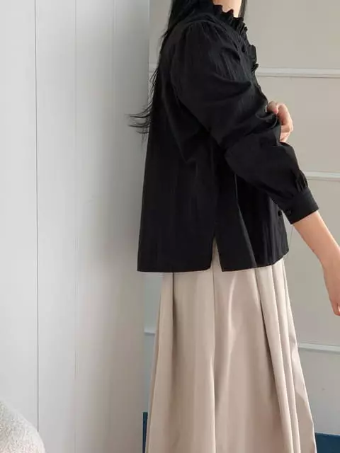 French Chic - Korean Women Fashion - #momslook - Dovi Neck Frill Blouse - 8