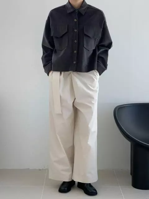 French Chic - Korean Women Fashion - #momslook - Wide leg draped pants - 5