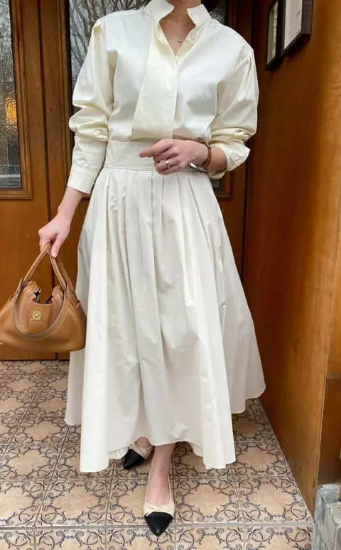 French Chic - Korean Women Fashion - #momslook - Pleated maxi skirt Plare - 6