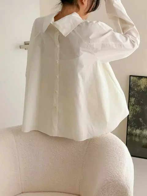 French Chic - Korean Women Fashion - #momslook - LEME Loose-fit Poplin High-Collar Cotton Blouse - 3