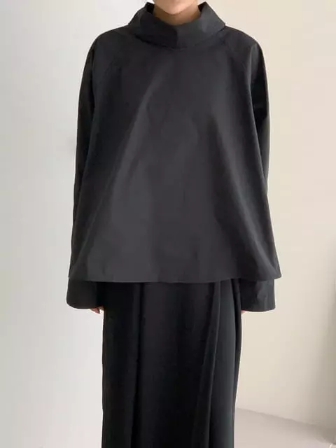 French Chic - Korean Women Fashion - #momslook - LEME Loose-fit Poplin High-Collar Cotton Blouse - 4
