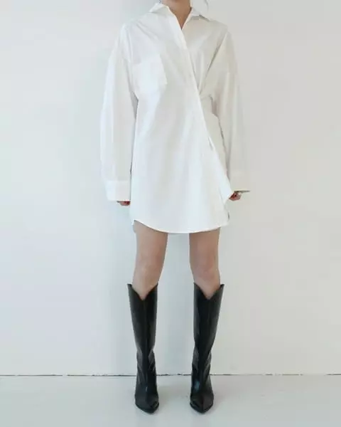 French Chic - Korean Women Fashion - #restrostyle - Two Way Boxy Long Shirt - 4