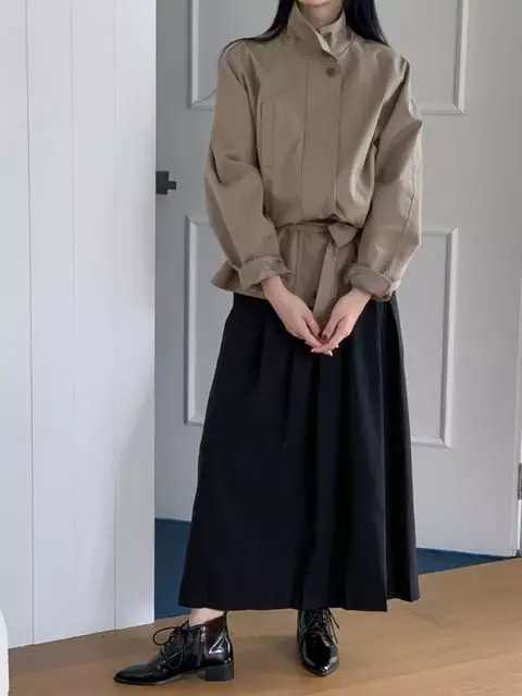 French Chic - Korean Women Fashion - #shopsmall - Belted Safari Jacket - 4