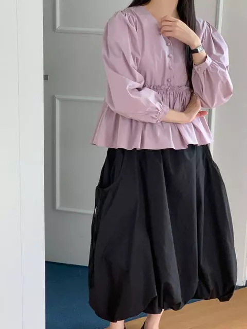 French Chic - Korean Women Fashion - #womensfashion - V Neck Frill Blouse - 2