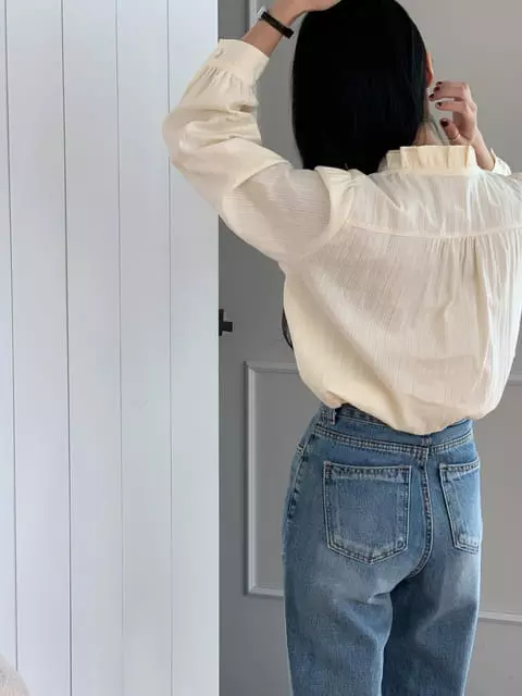 French Chic - Korean Women Fashion - #womensfashion - Dovi Neck Frill Blouse